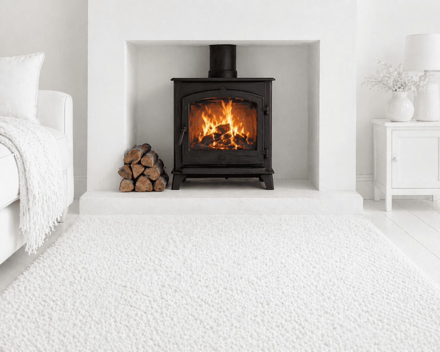 Dirty Logburner in white room