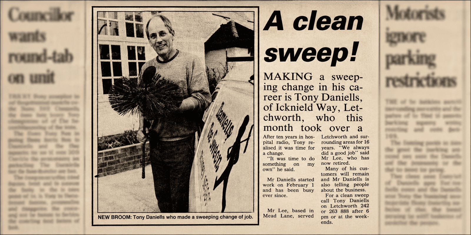 Original Clean Sweep newspaper clipping  in 1991