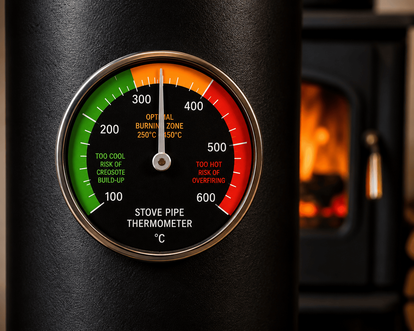 Use a stove pipe thermometer